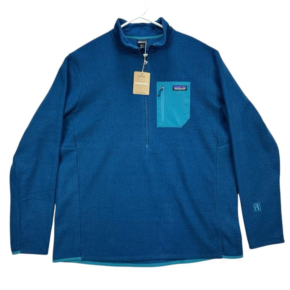 NWT Patagonia Men's R1 Air Zip Neck Fleece Pullover M Lagom Blue Lightweight - Picture 1 of 11